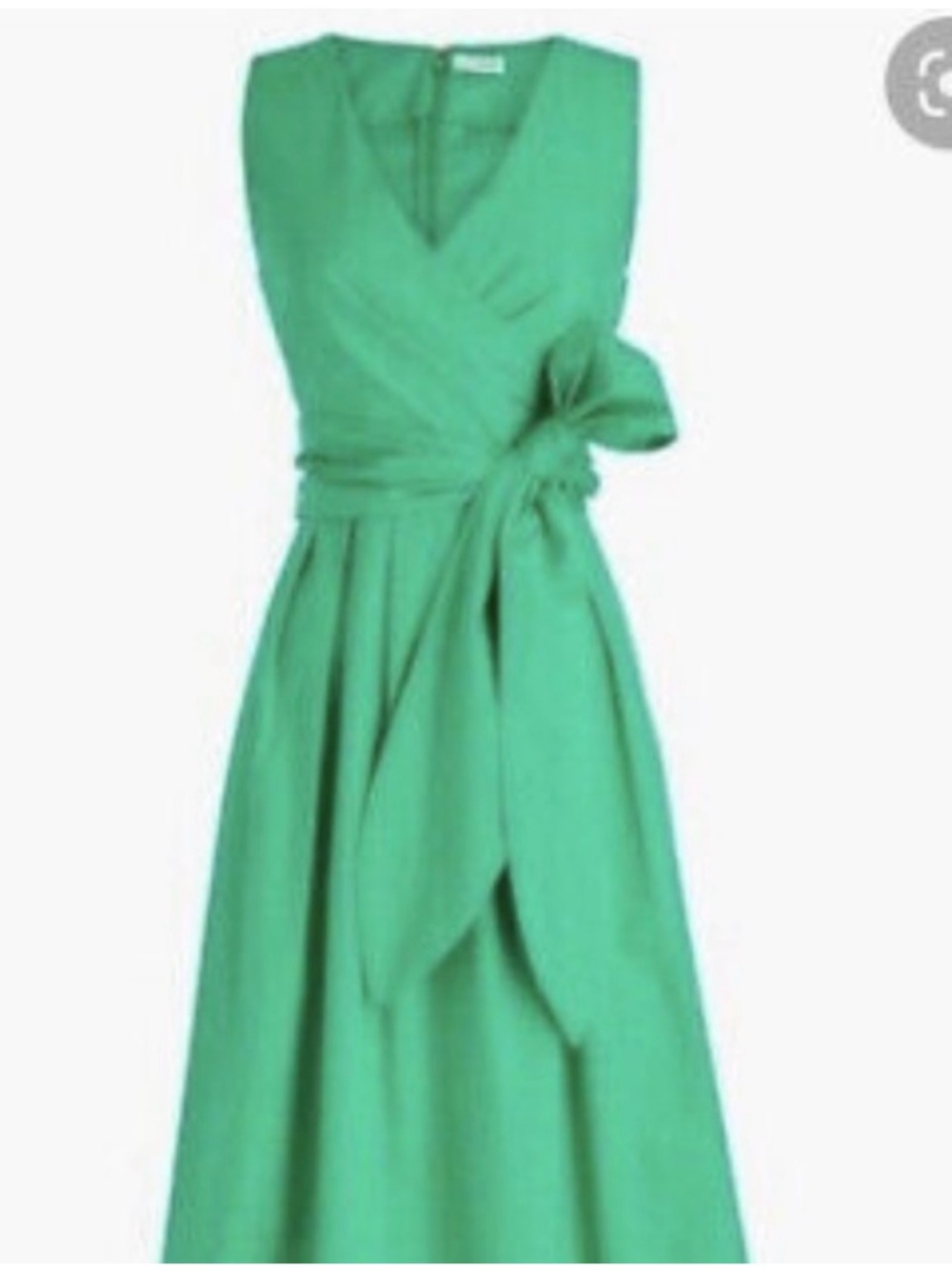J. Crew Sleeveless Green Wrap Midi Dress with Waist Tie